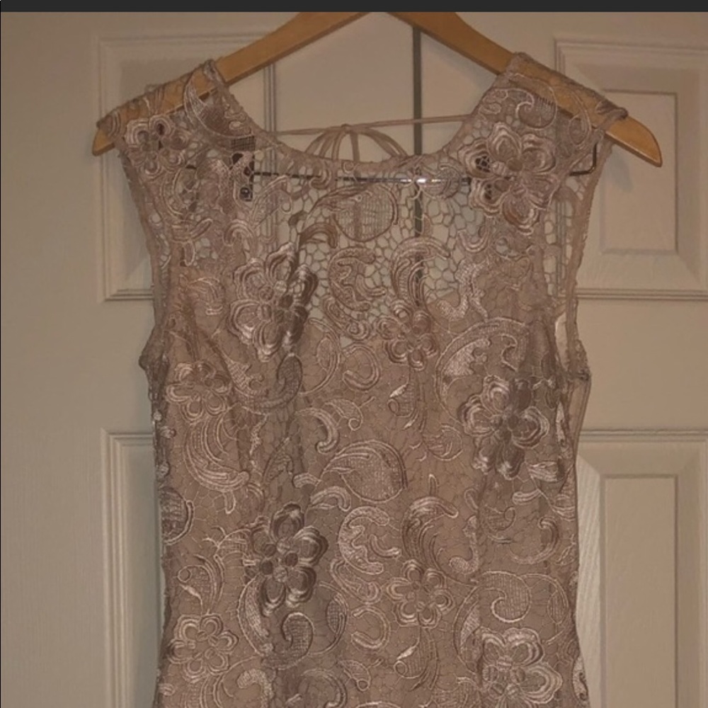 Blush/ nude lace dress  with ruffled hem
